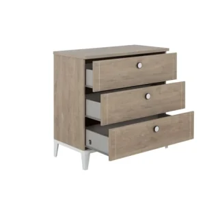 CALICOSY Commode 3 Tiroirs Effet Chêne Bébé – 95 X H91 Cm 10