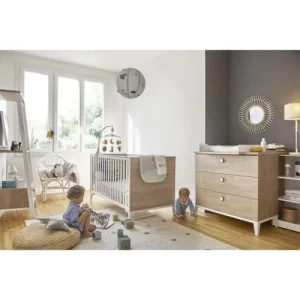 CALICOSY Commode 3 Tiroirs Effet Chêne Bébé – 95 X H91 Cm 12