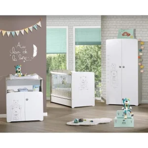 BabyPrice Commode à Langer 2 Portes 97x76x66cm En Bois Blanc 9